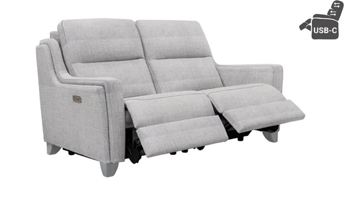 Parker Knoll Portland 2 Seat Recliner Headrest Lumbar USB Latitude Duck Egg Brushed Steel Leg